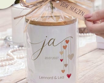 Personalized wedding money gift – Wedding gift money box with names & date, ceramic keepsake box for the bride and groom