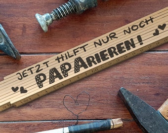 cooler Zollstock Papa Geschenk PAPArieren Geburtstagsgeschenk Weihnachten Vatertag 2 Meter Meterstab mit Winkelmesser Weihnachtsgeschenk