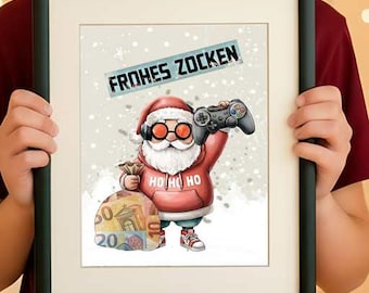 Geldgeschenk Weihnachten & Nikolaus Gamer zum Ausdrucken | PDF Download Zocker Geschenk | Gutschein Verpackung Teenager | Last Minute DIY
