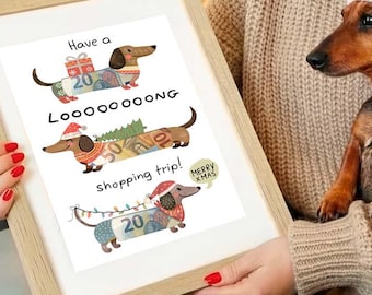 Geldgeschenk Weihnachten Dackel Bild | PDF Vorlage zum Ausdrucken | Wunscherfüller Spardose Alternative | Lustiges Last Minute Geschenk