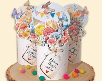 Duplo bands, flower bouquet, money gift template PDF - teacher farewell, colleague, thank you - 12 blank templates, voucher, DIY gift