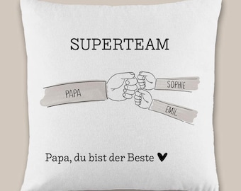 Personalisiertes Papa Kissen – Kuscheliges Geschenk für Vatertag, Weihnachten & Geburtstag | Handmade Vatertagsgeschenk Mann von 1-3 Kindern