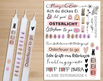 Kerzentattoo Ostern Geschenk Profiqualität A4 Kerzenfolie Ostermotive rosa Sprüche DIY Kerzen mit Spruch Deko Stabkerzen Tischdeko