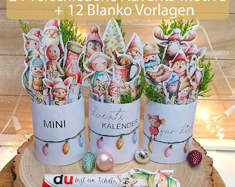 Adventskalender zum Ausdrucken | 24 Duplo Banderolen PDF Download mit Weihnachtsmotiven | Boho DIY Geschenk für Lieblingsmensch, Freundin