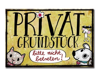 Private Property Sign - No Trespassing - Friendly Notice Sign - Metal Sign (Alu-Dibond) - Sturdy and Weatherproof