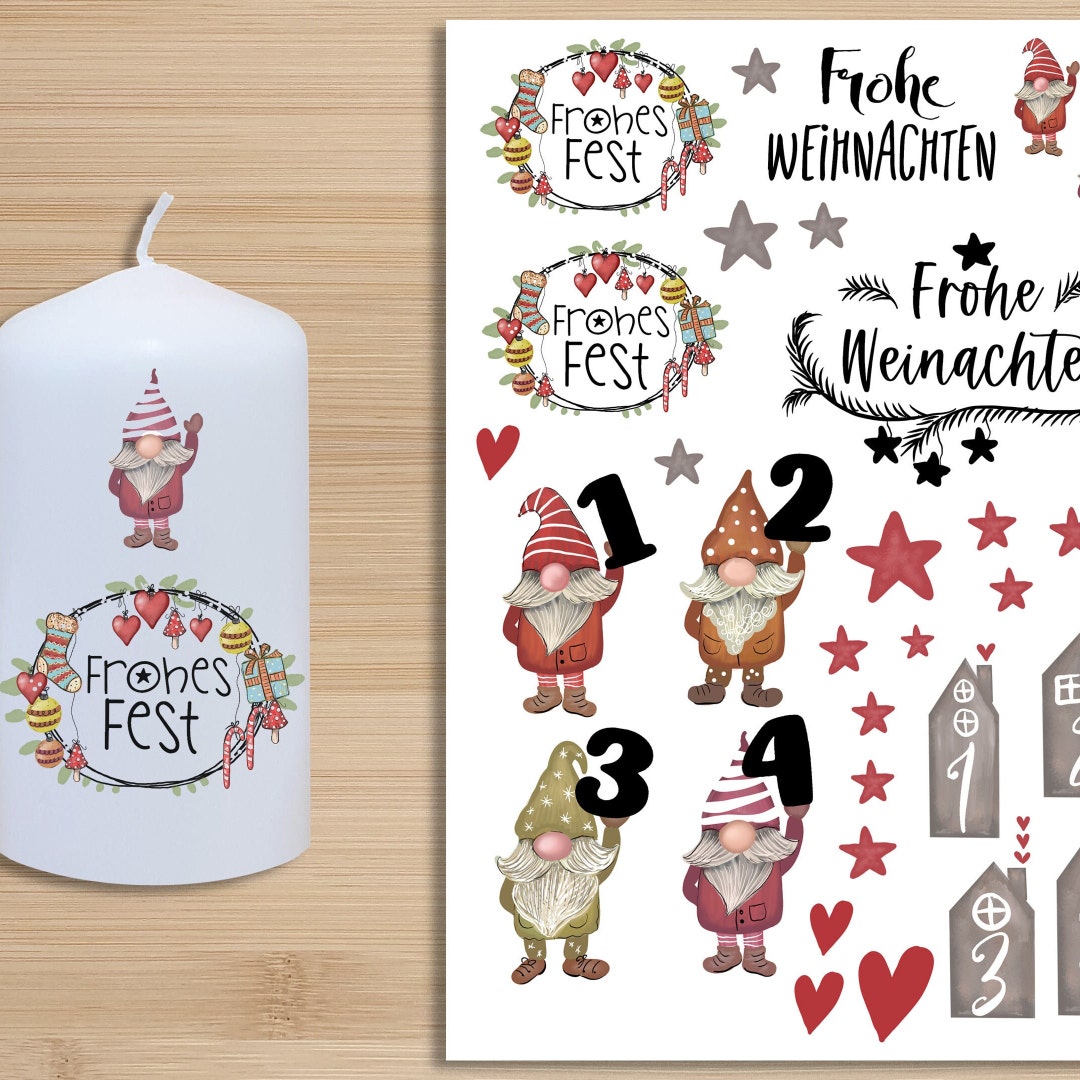 Kerzentattoo Weihnachten Kerze mit Spruch Kerzenfolie für Kerzen Tattoo