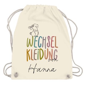 Nahaufnahme eines Hasemotivs auf einem personalisierten Kita-Beutel.