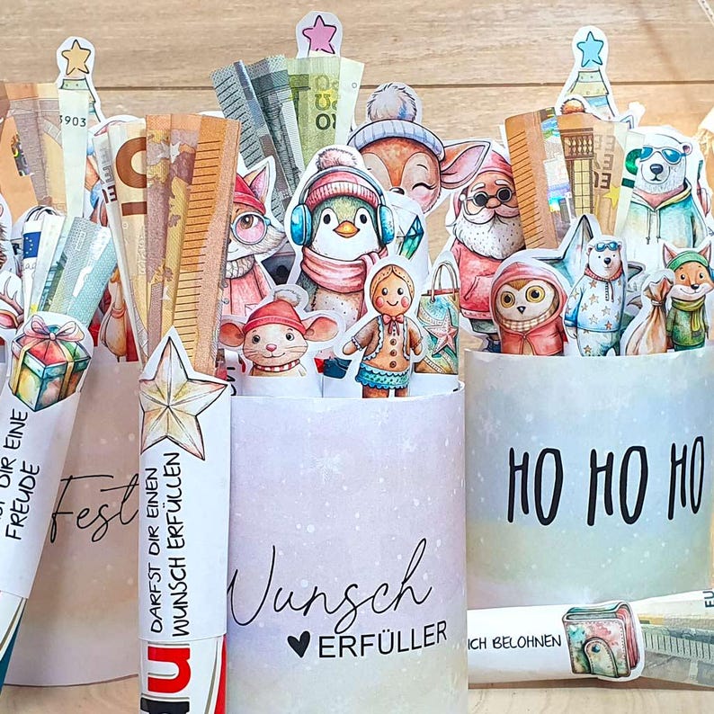 Eine kreative Geldgeschenk-Idee zum Ausdrucken für Jugendliche mit Duplo-Banderolen und Sprüchen.
