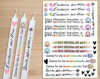 Candle tattoo educator farewell gift daycare professional quality A4 candle foil large hearts sayings DIY candles with saying decoration stick candles