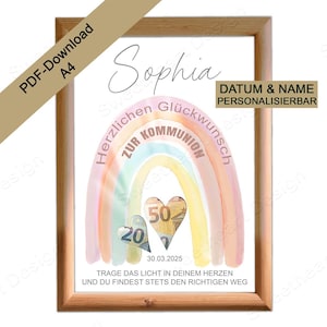 Communion gift first communion, make a money gift & give money, personalized communion gift as PDF download, godparent gift