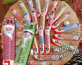 PDF download 24x Advent calendar Duplo banderole, DIY little things to make yourself, elf gifts for men, gift idea for women