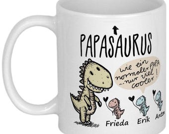 Personalized PAPASAURUS® Mug: Unique gift for fathers for birthdays, Christmas & Father's Day