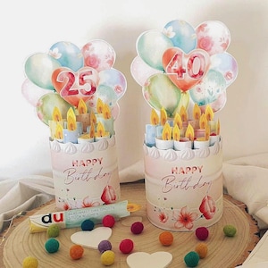 Duplo Banderolen Geburtstagstorte DIY | Geldgeschenk Vorlage Kerzen | Personalisierbare Schokolade Geschenk | PDF Download Wunscherfüller