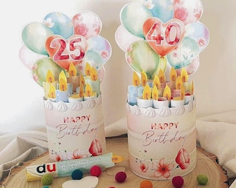 Duplo wrappers for a DIY birthday cake | Money gift template with candles | Personalized chocolate gift | PDF download for wish fulfillment