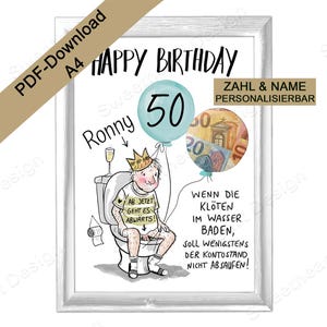 Lustiges Geldgeschenk basteln & Geld verpacken - DIY Geburtstagsgeschenke für Männer als PDF Download, runder Geburtstag Mann personalisiert