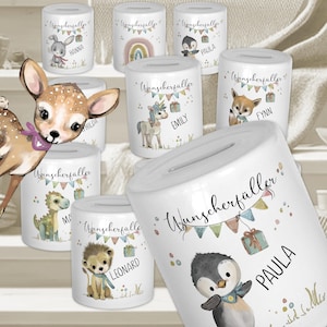 Spardose personalisiert Geschenk Geburt Taufe Baby Geschenkidee Geburtstag Wunscherfüller Geldgeschenk Kinderspardose Taufgeschenk Kind