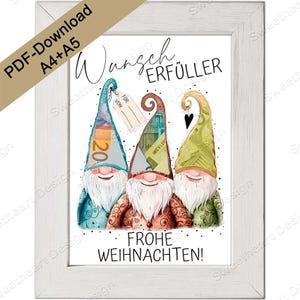 PDF-Download Geldgeschenke basteln für Weihnachten - Wunscherfüller & kreative Weihnachtsgeschenke, Geld verschenken im Bilderrahmen Wichtel