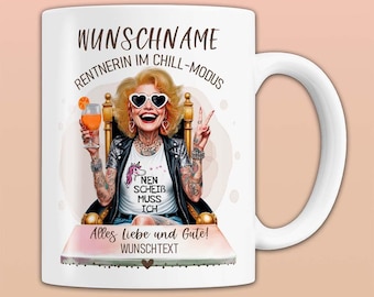 Abschiedsgeschenk Rente Tasse personalisiert - lustige Rentner Geschenkideen, Ruhestand Geschenk Frau, Abschied Kollegin Pensionierung Mann