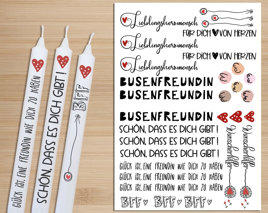 Kerzenfolie BFF Freundin Geschenk A4 Profiqualität Kerzentattoo