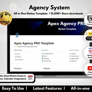 エージェンシー オペレーティング システム Notion テンプレート、クライアント管理用の Notion Business & Agency、ビジネス運営用のオールインワン CRM テンプレート