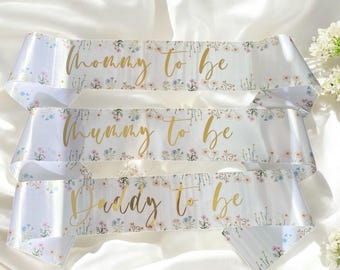 Floral Mummy To Be Sash - Personalized Baby Shower Sash