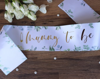 Custom Mummy to be satin sash, Mummy to be floral sash, Mum to be botanical design sash,Baby shower sash, Gender reveal party