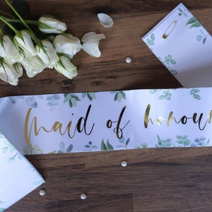 Bride to be sash, Hen Party Sash, Bachelorette Party Sash, Sage green sash, Bride Sash, Floral bride sash, Future Mrs sash, sash for bride, Maid of honour