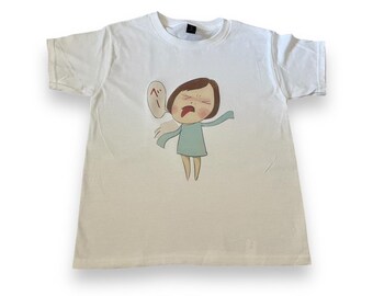 Yoshitomo Nara Handmade Screenprinted Women's Baby Tee