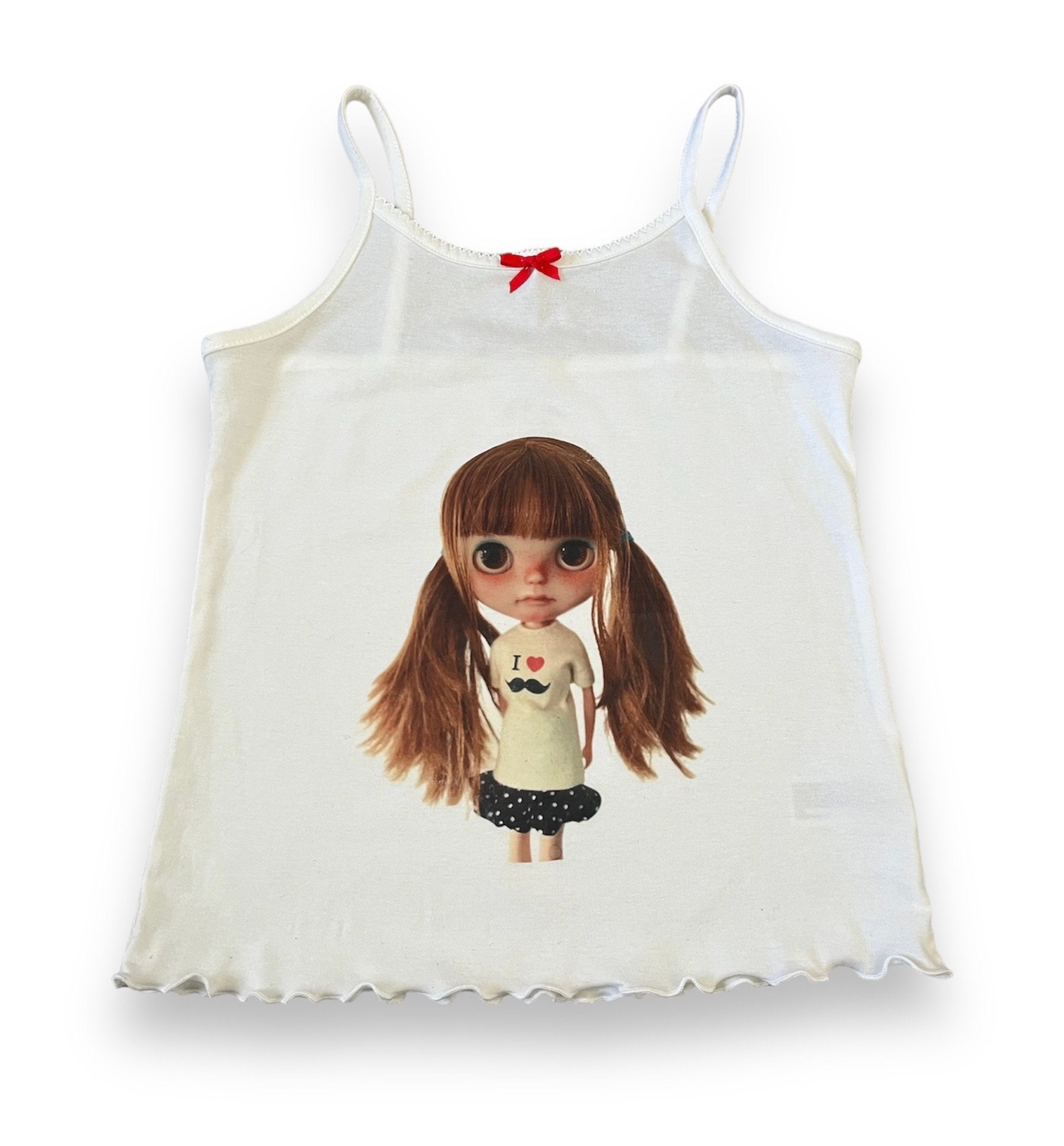 Coquette Blythe Doll Screen Printed Handmade White Lace Women's