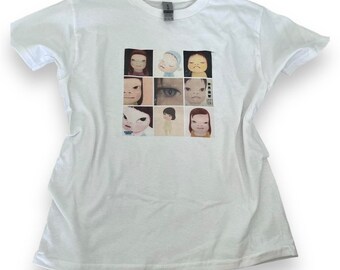 Yoshitomo Nara Collage Handmade Screenprinted Women's Baby Tee Shirt