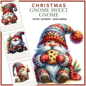 Clipart numérique d'hiver, illustrations de nain lunatique d'hiver pour le scrapbooking, fabrication de cartes, journaux indésirables, JPEG, PNG artisanat bricolage