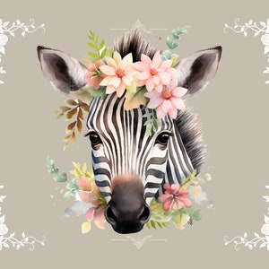 Digital Clipart Illustration Set, Cute Baby Safari Animals, PNG Printable Watercolor Clipart, Tropical Jungle Stickers,Scrapbook,Sublimation image 9