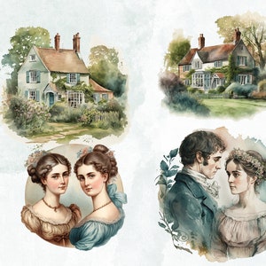 Digital Clipart Illustration Set, Pride & Prejudice, PNG Printable ...