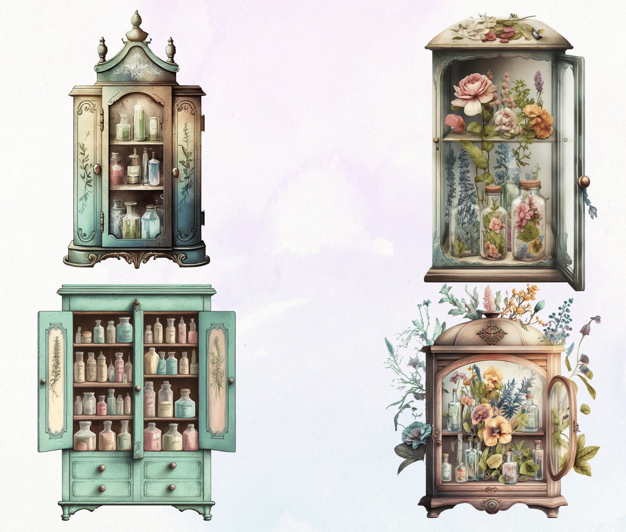 Digital Clipart Illustration Set Vintage Watercolor Alchemy - Etsy