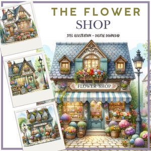 Digital Romantic French Flower Shop Clipart, Cottage, Illustrations for Scrapbooking, Card Making, Junk Journals, JPEG, Paper Crafts DIY