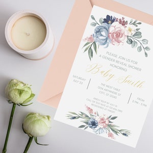 SOFORTIGER DOWNLOAD - Floral Gender Reveal Einladung