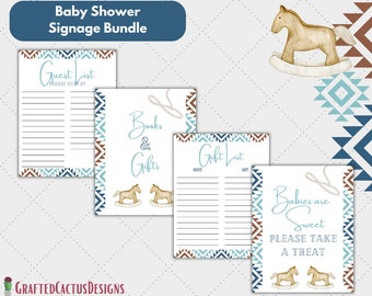 Editable Western, Rocking Horse, Baby Shower Signage Bundle, Baby Shower Signs, Design 2411