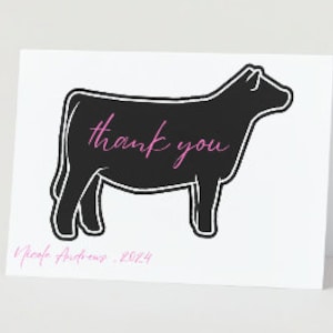 Stock Show Bedankkaart - Vaars/Steer/kalf, INSTANT DOWNLOAD, bewerkbaar