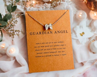 Collier pendentif ange gardien, collier porte-bonheur ange gardien, collier meilleur ami, cadeau de fête des mères, cadeau pour fille