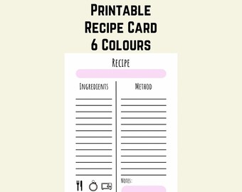 Printable Recipe Card | Kitchen Organisation
