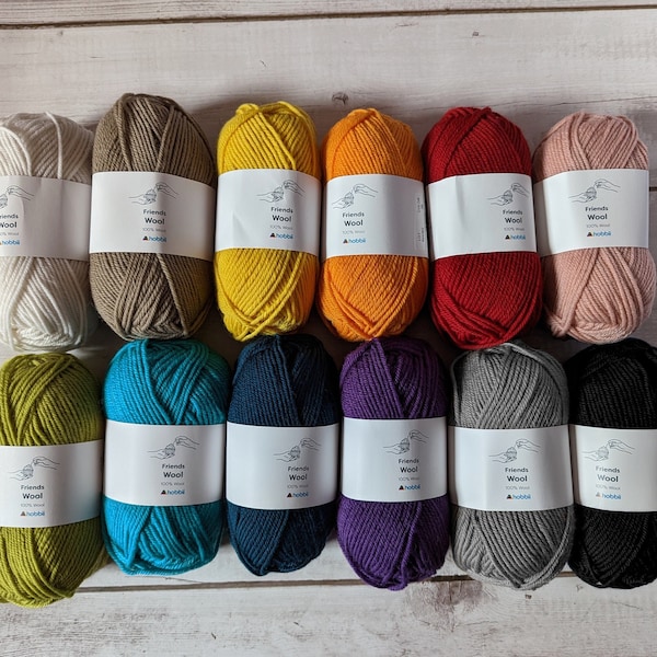 Hobbii Friends Wool | weiches elastisches Garn in verschiedenen Farben aus reiner Schafwolle