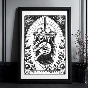Kunstdruck Tarot Karte "The Iced Coffee" | High Quality Print | Coffee Addicts | Tarot Card Wall Art | Gift for Coffee Lover | Occult Art