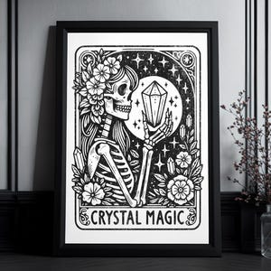 Kunstdruck Tarot Karte "Crystal Magic" | High Quality Art Print | Goth Wall Art | Gift Goth Witch Lover | Esotericism | Witchy Wall Art