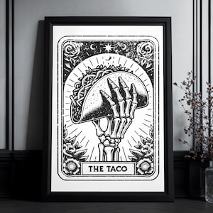 Kunstdruck Tarot Karte "The Taco" | High Quality Print | Food Lover | Goth Wall Art | Gift for Foodies | Taco Art | Occult Art