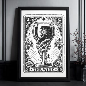 Kunstdruck Tarot Karte "The Wine" | High Quality Print | Weinliebhaber | Goth Wall Art | Gift For Friend, Goth People | Occult Art