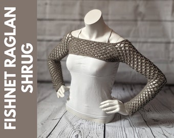 Gehäkelter Bolero Shrug in Netzoptik | Crochet Raglan Fishnet Shrug