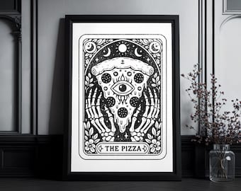 Art print tarot card "The Pizza" | High Quality Print | Food Lover | Goth Wall Art | Gift for Foodies | Pizza style | Occult Art