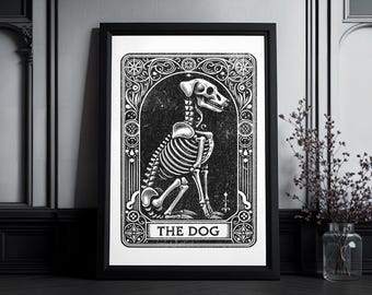 Art print tarot card "The Dog" | High Quality Art Print | Goth wall art | Gift Goth People | DogLover | Dog Portrait | Cute Dog Drawing