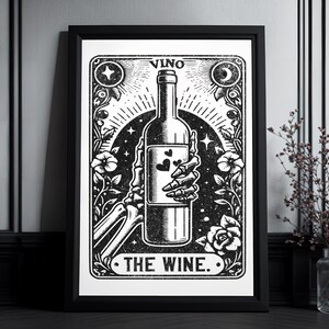Kunstdruck Tarot Karte "The Wine" | High Quality Print | Weinliebhaber | Goth Wall Art | Gift For Friend, Goth People | Occult Art