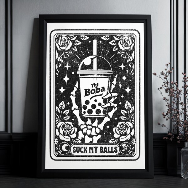 Kunstdruck Tarot Karte "The Bubble Tea" | High Quality Print | Boba | Goth Wall Art | Birthday Gift For Witches, Goth People | Occult Art